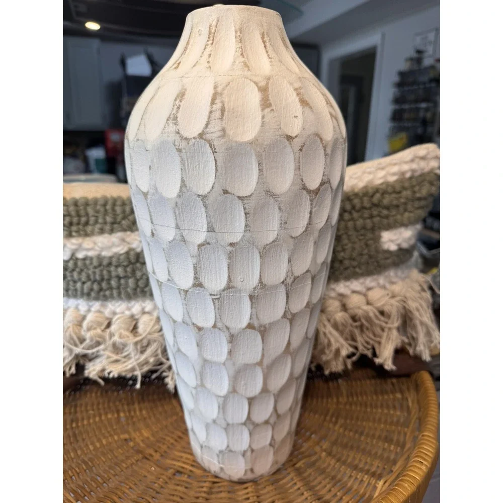 Threshold Wooden Distressed Flower Vase Hold Dry Flowers, Farmhouse Decor 15